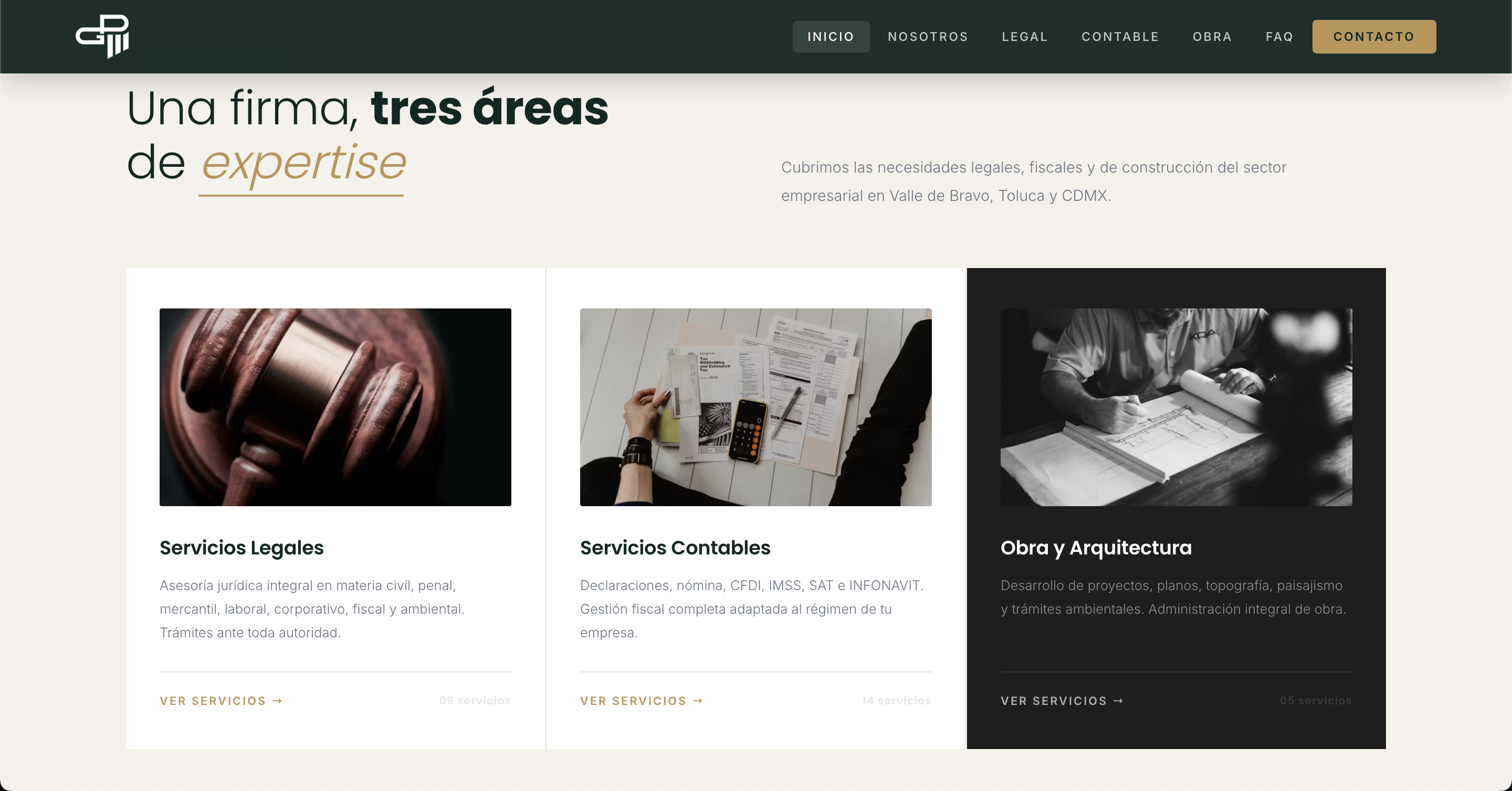 3 Páginas de servicios independientes